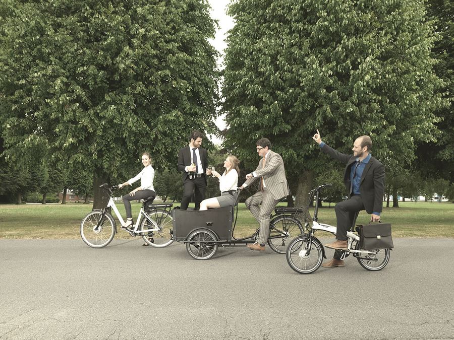 Verschillende elektrische fietsen park